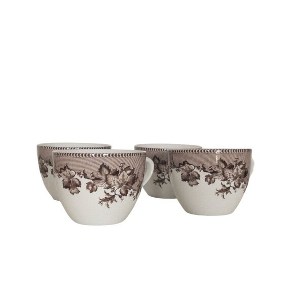 Spode Westbourne Williams-Sonoma Exclusive Tea Cups Set Of 4 Brown Leaf Design - Picture 8 of 10